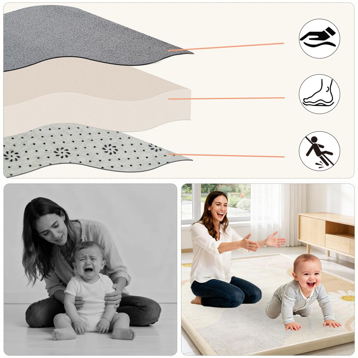 Krabbelmatte Baby Spielmatte Kinder Spieldecke 2.5 cm Dick Krabbeldecke Für Baby - Babymatte Kindermatte - Schaumstoffmatte Kinderteppich- Spielteppich - Bodenmatte Kinder 80 x 150 cm
