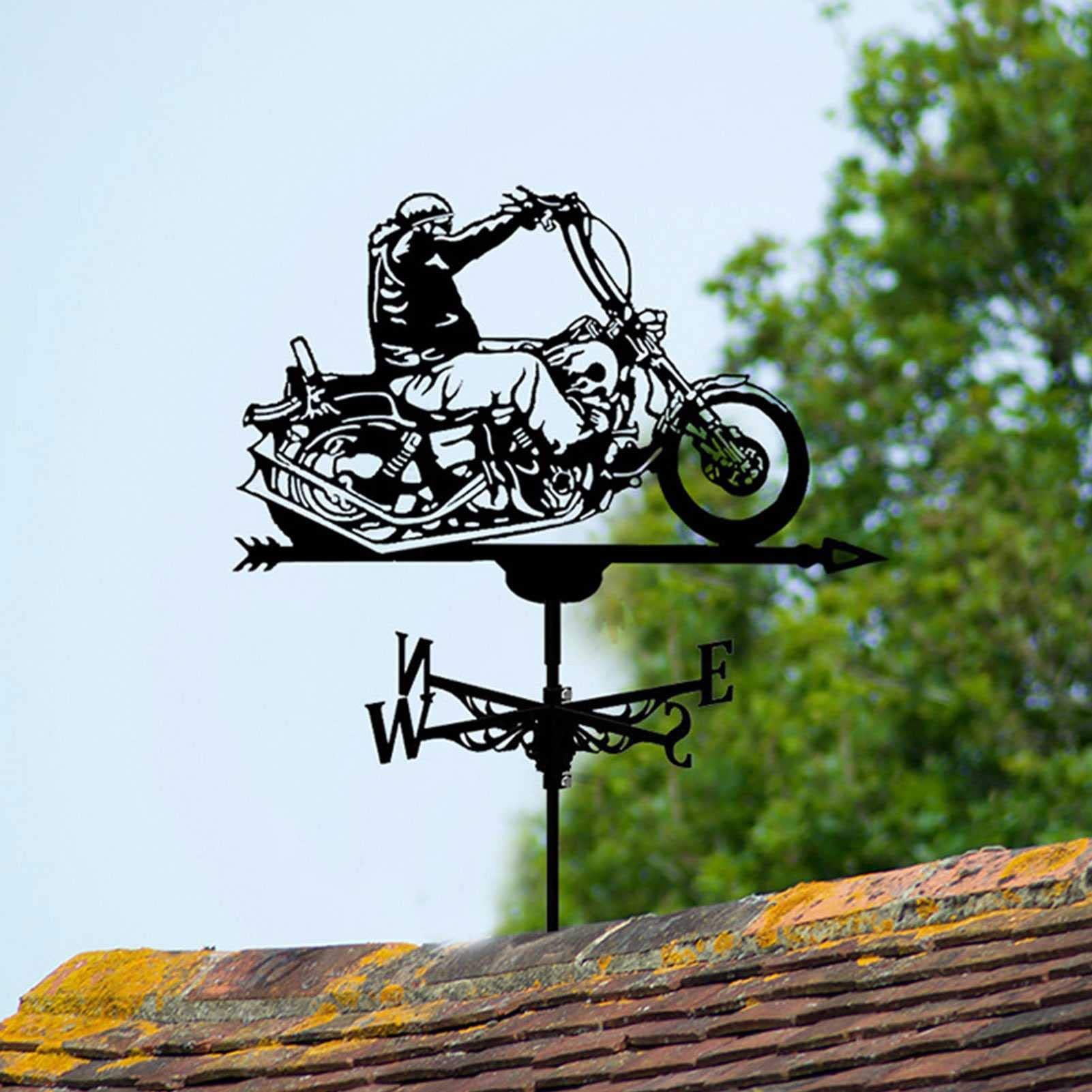 ANCHA Store Motorrad-Wetterfahnen, Schwarze Wetterfahne, Edelstahl-Farbmesswerkzeug, für Gartendachdekoration