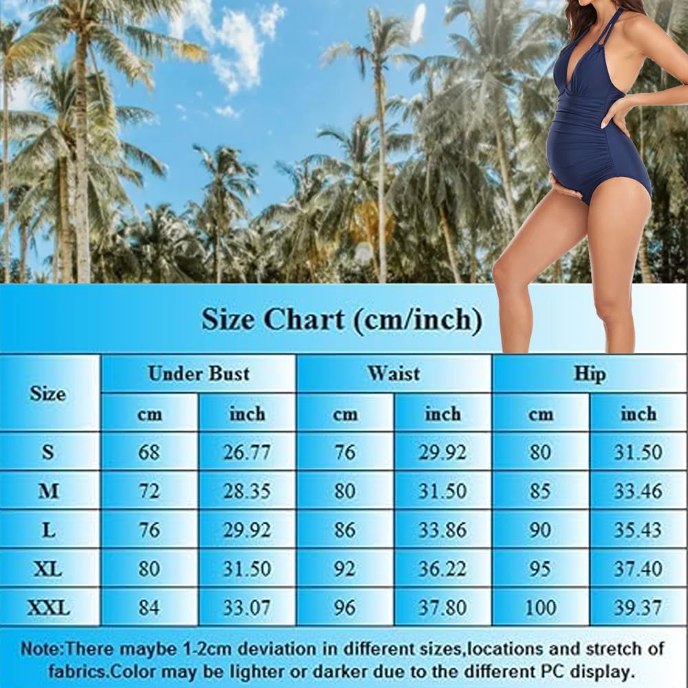 Costume da bagno in gravidanza, costume da bagno premaman con scollo a V, regolabile, con schiena scoperta