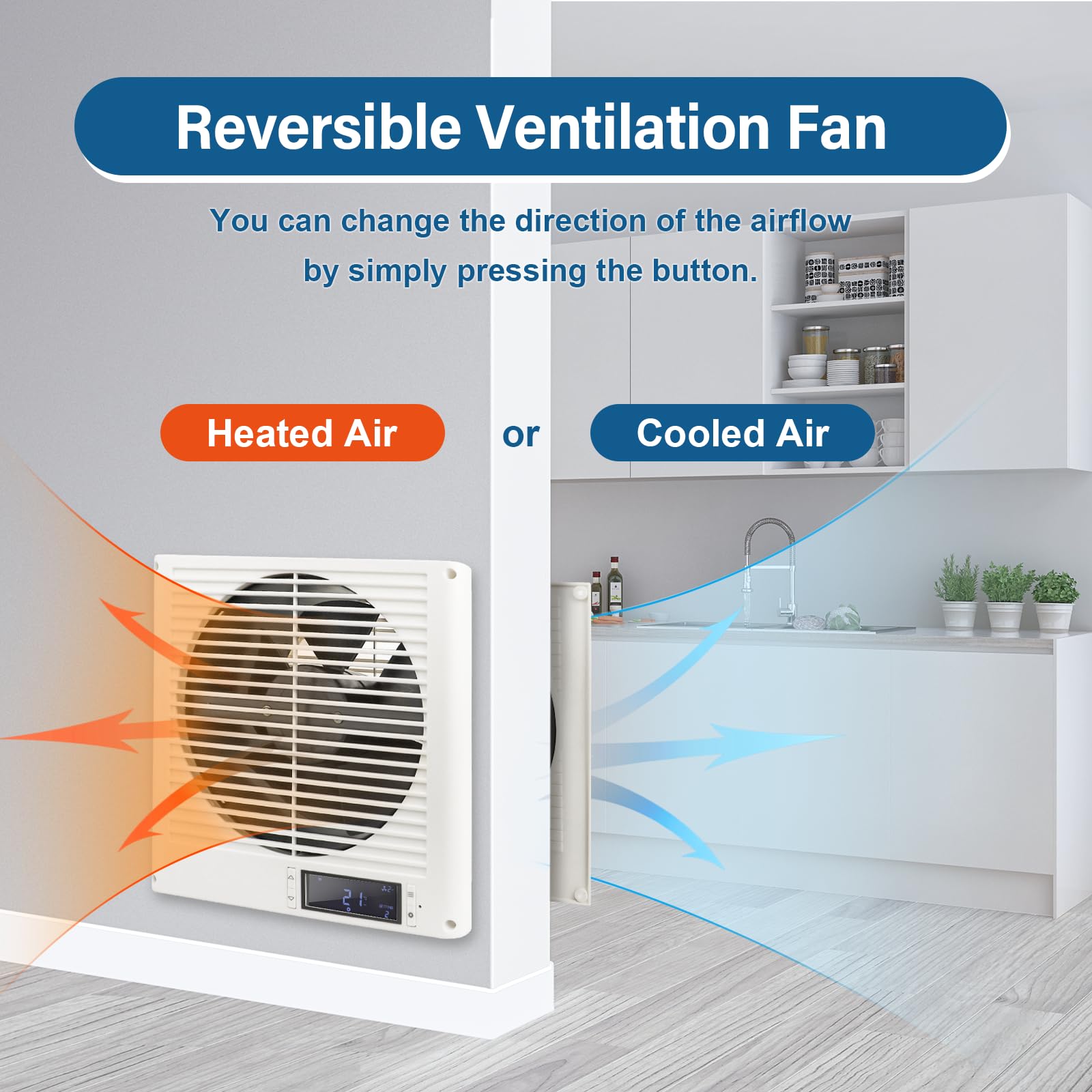 Ventilateur de ventilation 16W 20,3 cm 350 CFM 10 vitesses flux d'air bidirectionnel