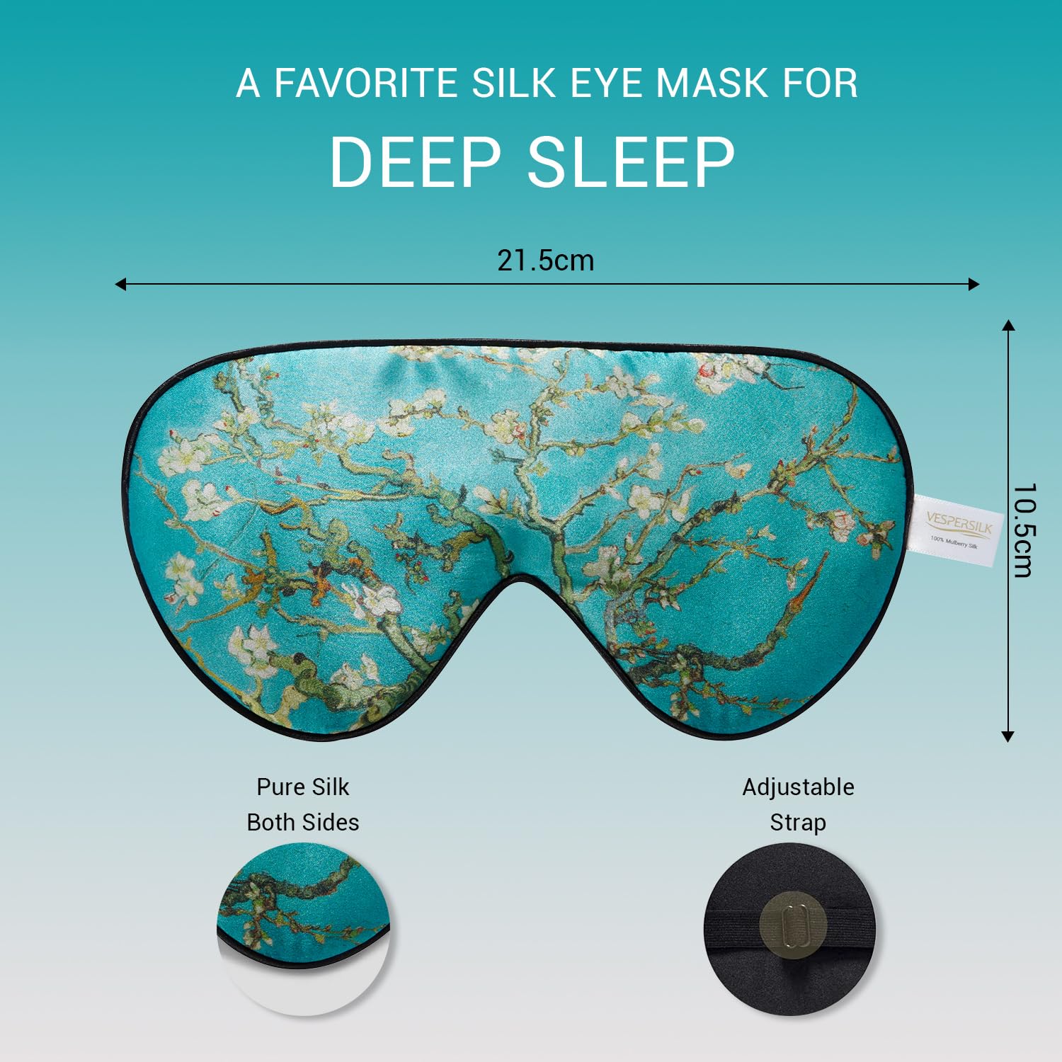 Mascherina per Dormire Seta Maschera per Dormire 22 Momme Maschere per Occhi in Pura Seta 100% con Comoda Fascia Elastica per Uomo Donna, Nero
