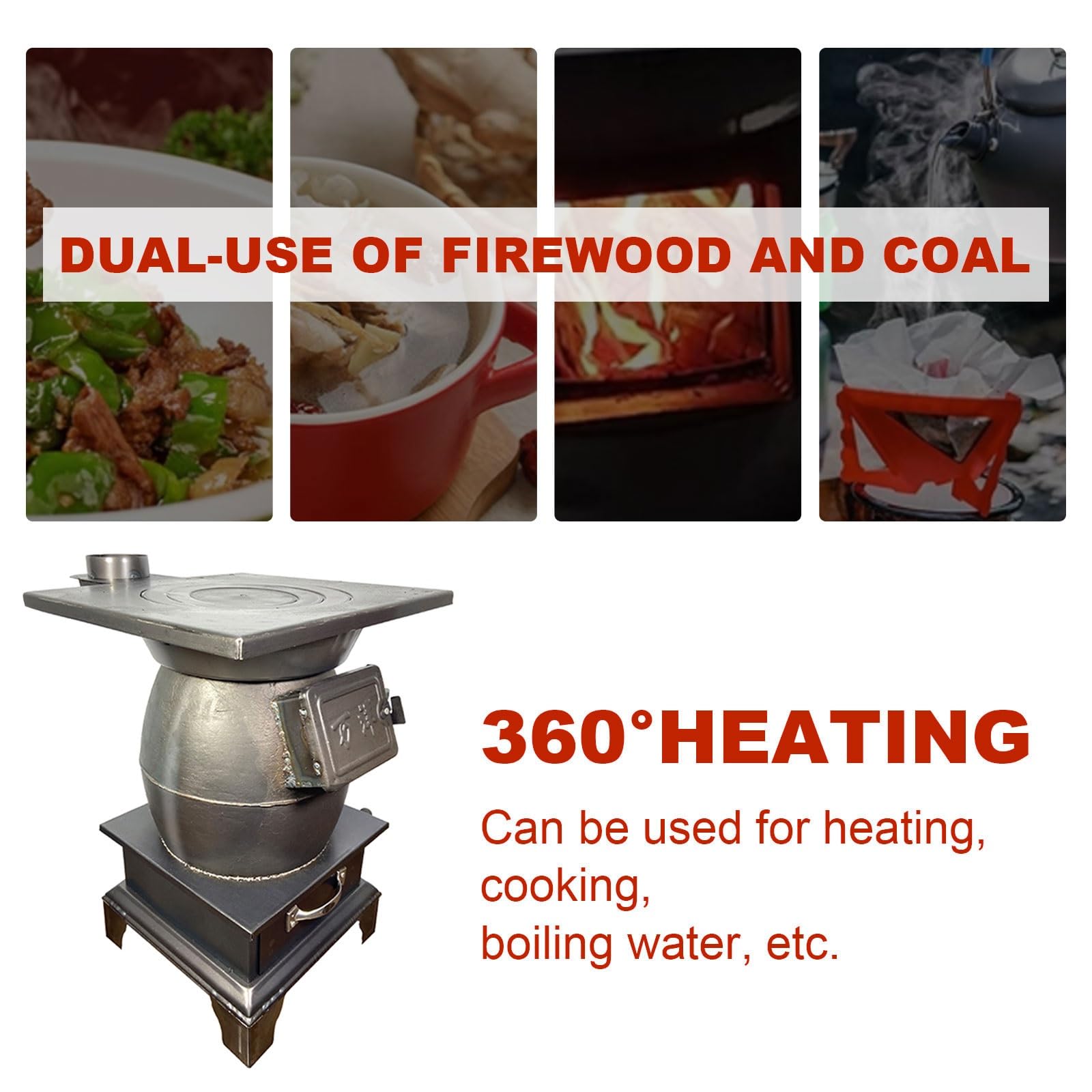 Chimeneas de Leña, Estufa Leña Interior, Estufas de Leña, Estufas de Pellets for Calefacción del Hogar, Estufas de Leña for Calefacción y Cocina Al Aire Libre, Pesca en Hielo