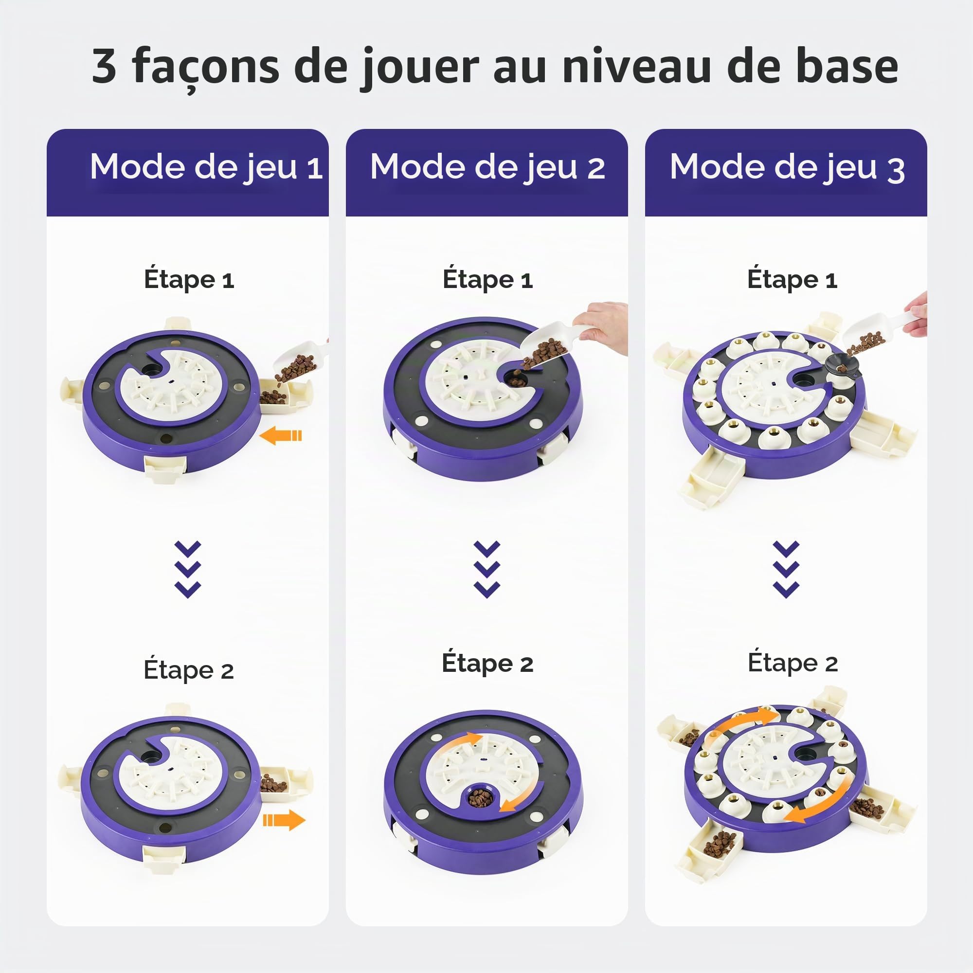 LACCEN Jouet puzzle interactif 3 en 1 pour chien pour l'ennui, distribution de friandises lente, stimulation mentale cérébrale, jeux pour chiens intelligents de petite, moyenne et grande taille