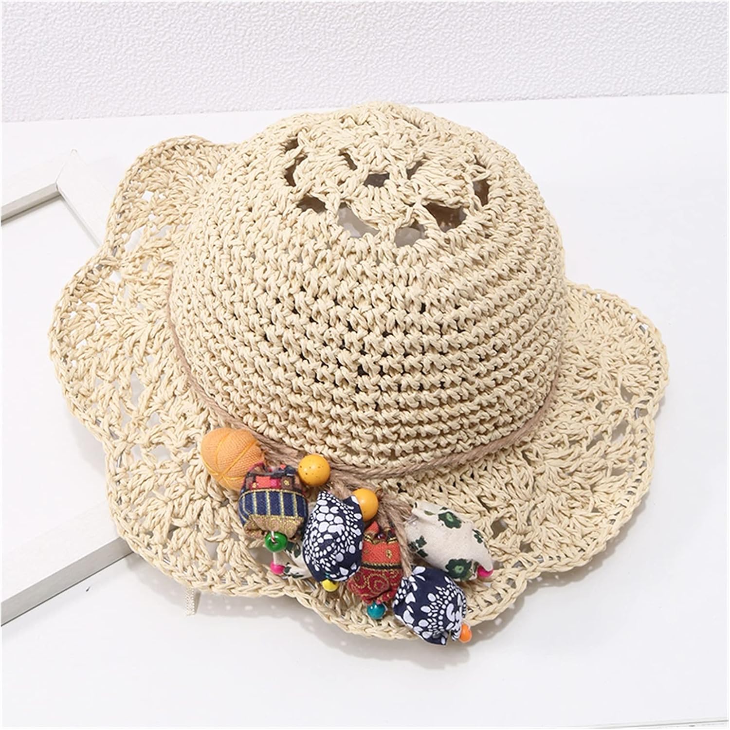 Z Y 子供の帽子 子供たちの麦わら帽子 女性夏の漁師の帽子 オーバーのアイテム取扱 女の子のための日焼け止めの帽子 大きな縁と薄いセクション 折りたたみ式の赤ちゃんの太陽の帽子