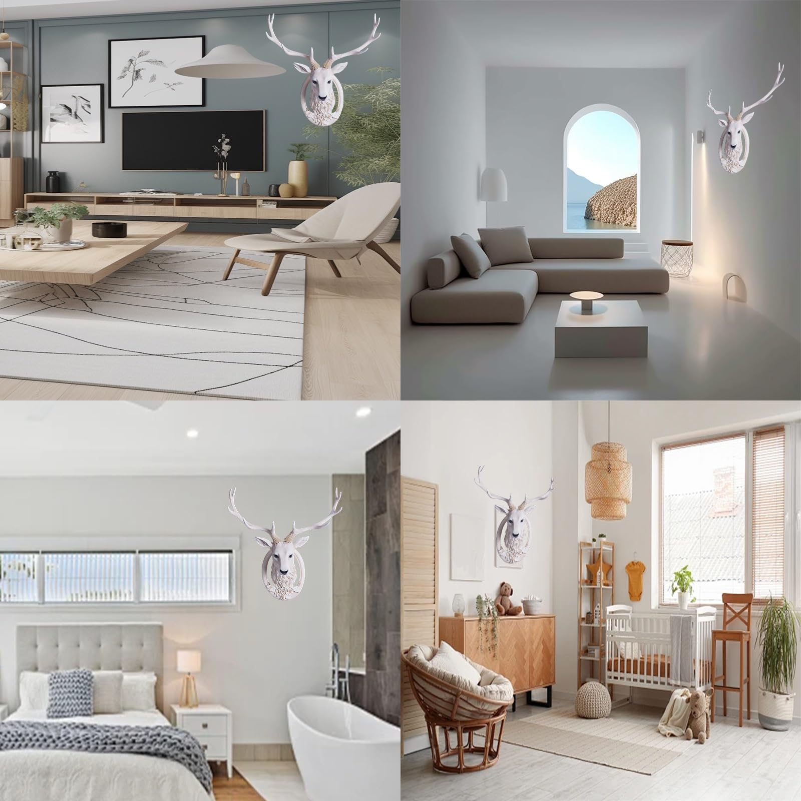 Decorazione da parete a forma di testa di cervo, grande testa di animale in resina, da appendere alla parete, decorazione per la casa, design realistico