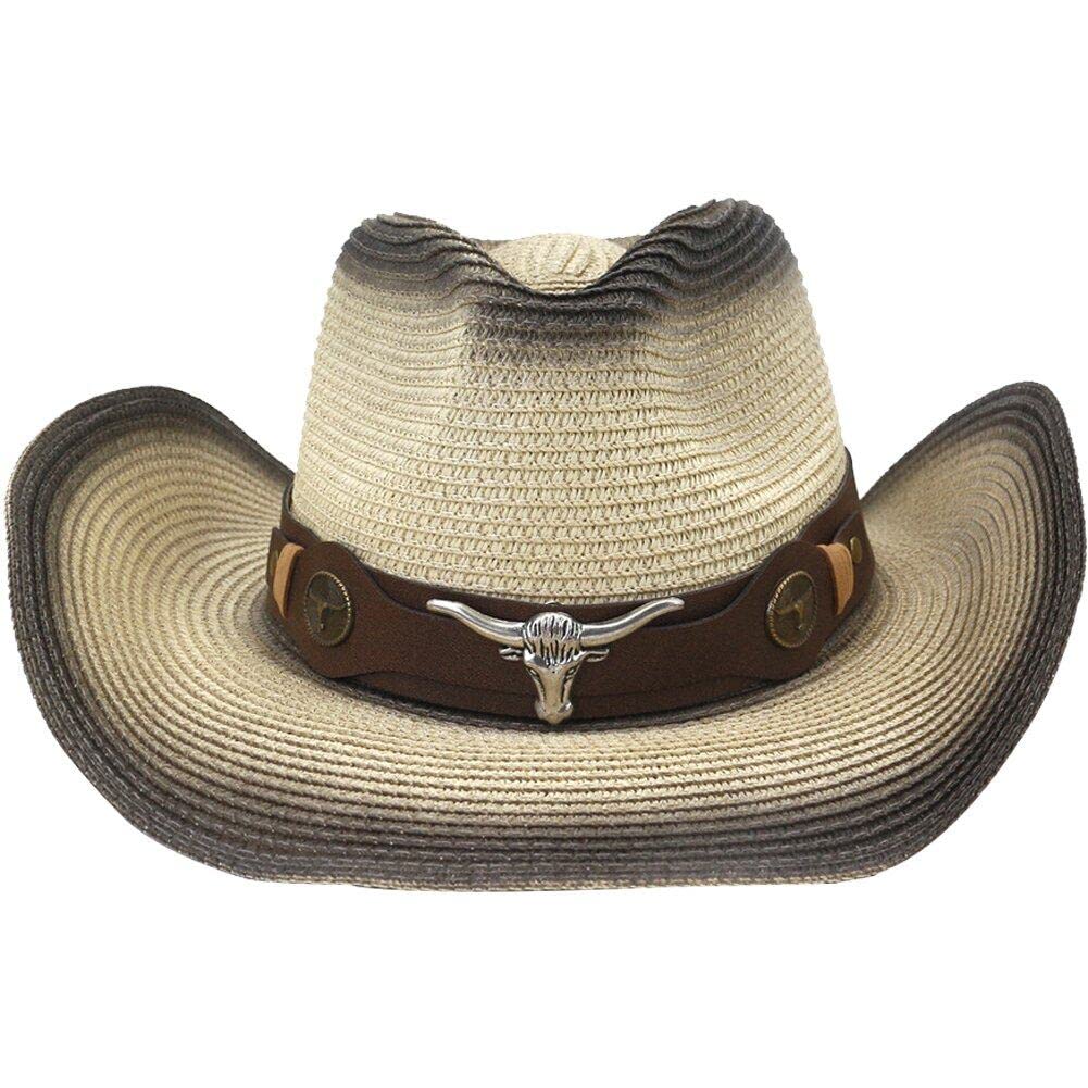 Danlai Men's Style-1 Western Cowboy Straw Hat Foldable Windproof Rope Cap Outdoor Summer Beach Holiday Wide Brim Sun Hat For Wo