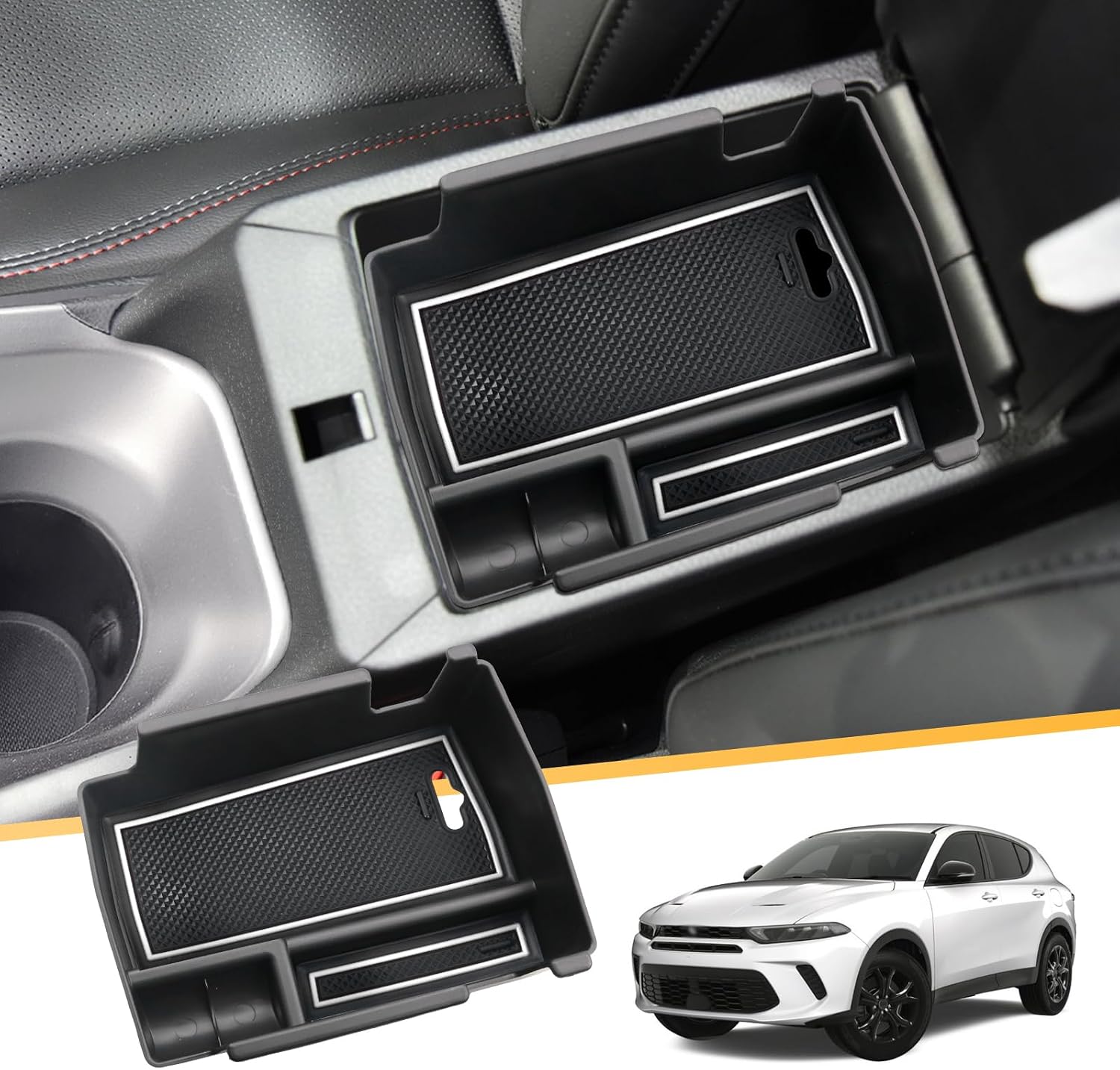 LFOTPP for 2023 2024 Hornet Center Console Organizer for 2023 2024 Dodg|e Hornet(GT, GT Plus, R/T, R/T Plus)Console Tray for 2023 2024 Dodg|e Hornet Accessories SUV 2023 2024 Hornet Armrest Tray White