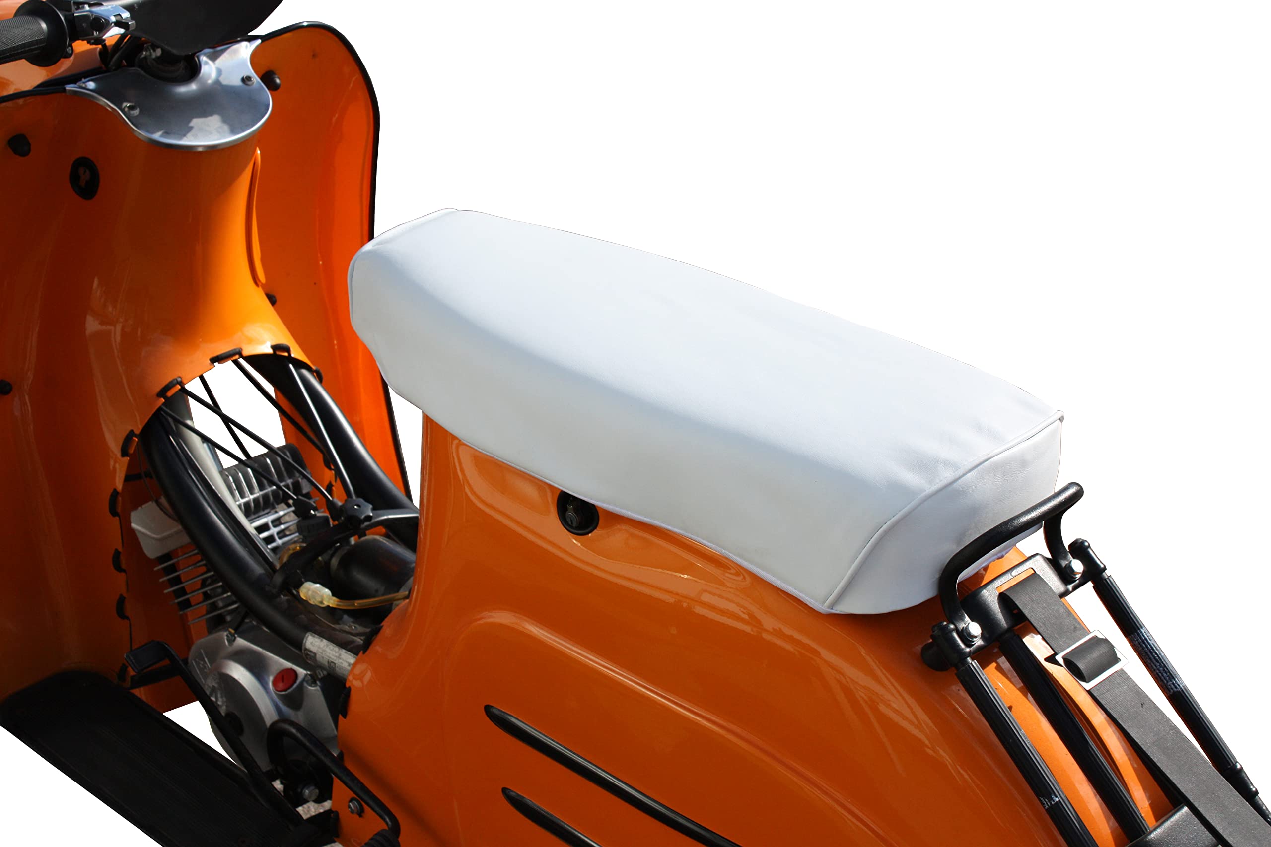 Skórzany pokrowiec na siedzenie biały gładki pasuje do Simson S50, S51, S70, KR51 1/2 Schwalbe, SR4-3 Sperber, SR4-4 Habicht pokrowiec na ławkę bez napisu