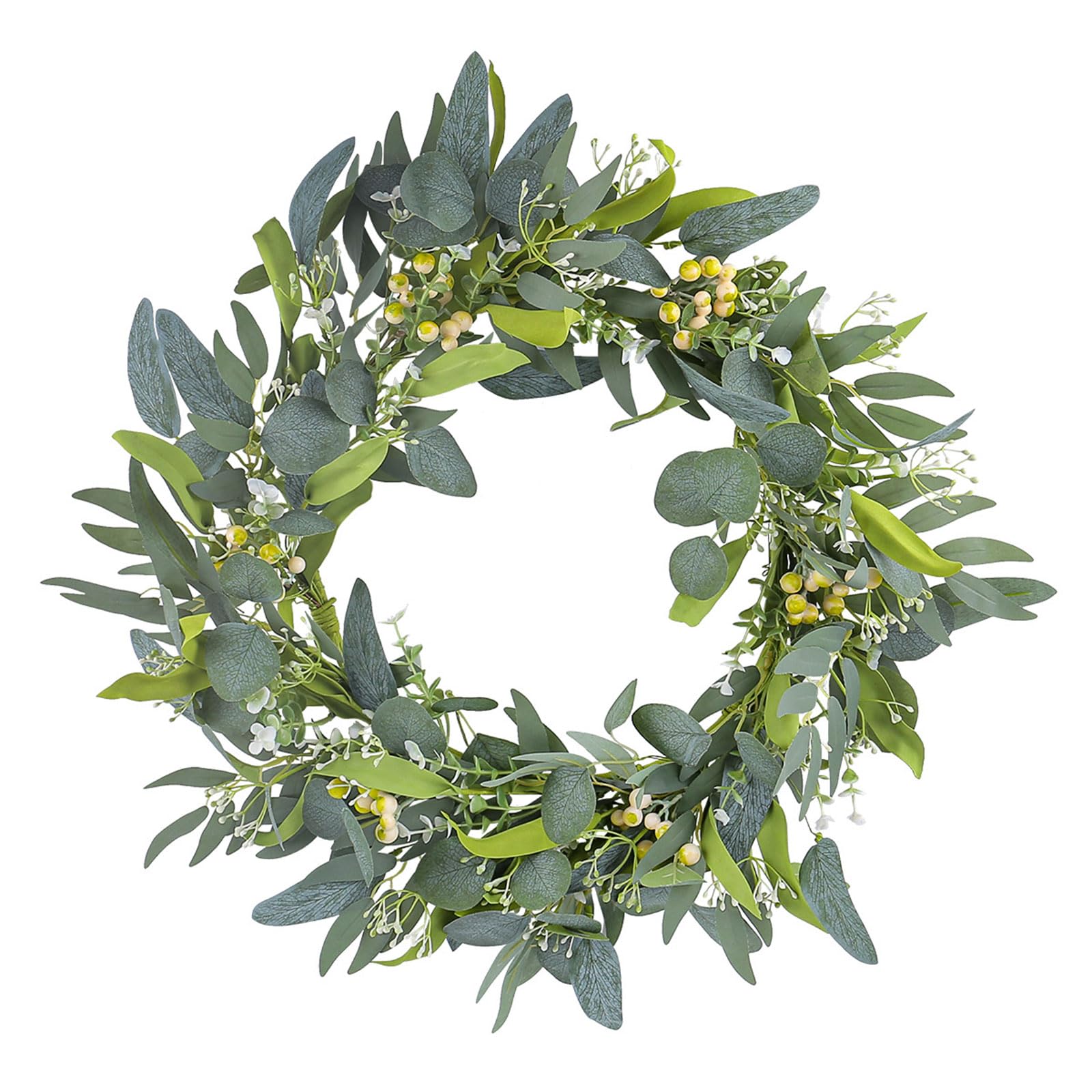 Couronne en tissu pour décoration de porte avec baies en mousse élégante