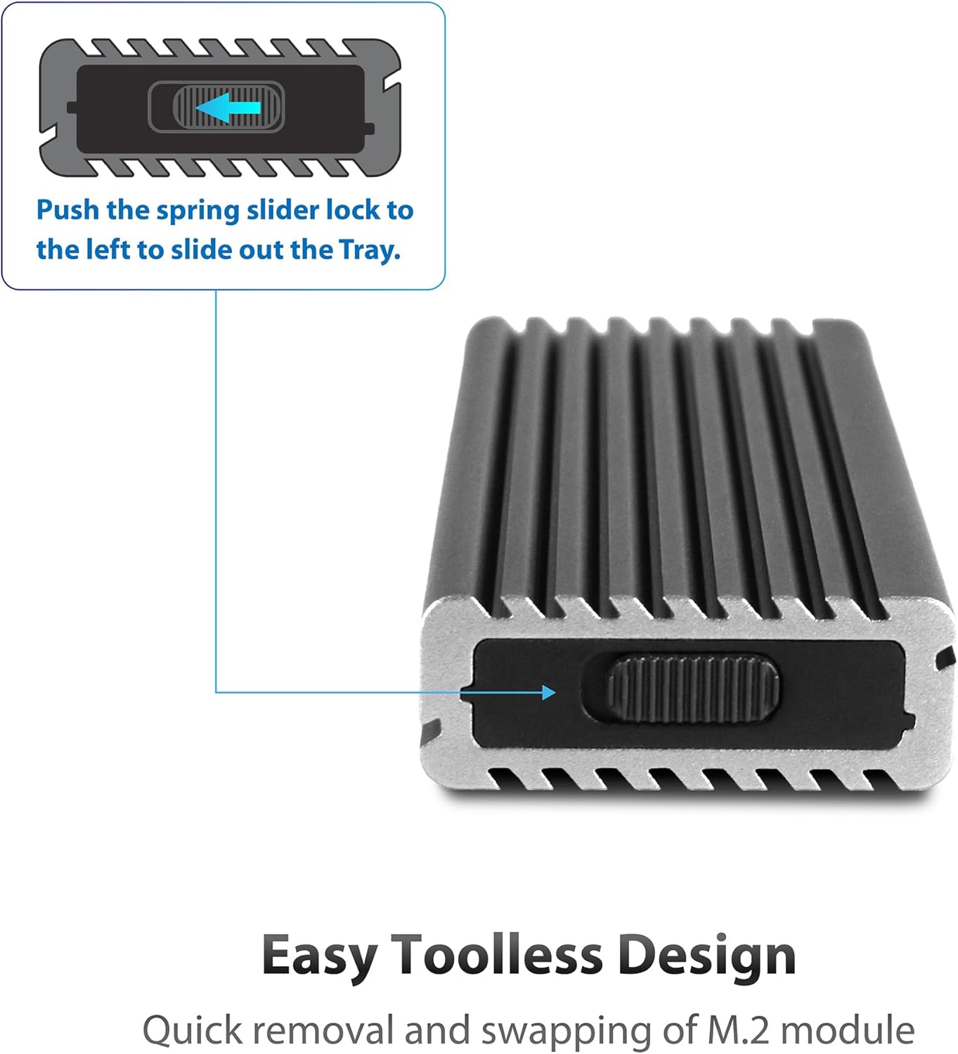 Vantec M.2 Nvme SSD to USB 3.1 Gen 2 Type C Enclosure with C to C Cable, Space Gray Color, ID5 (NST-205C3-SG)