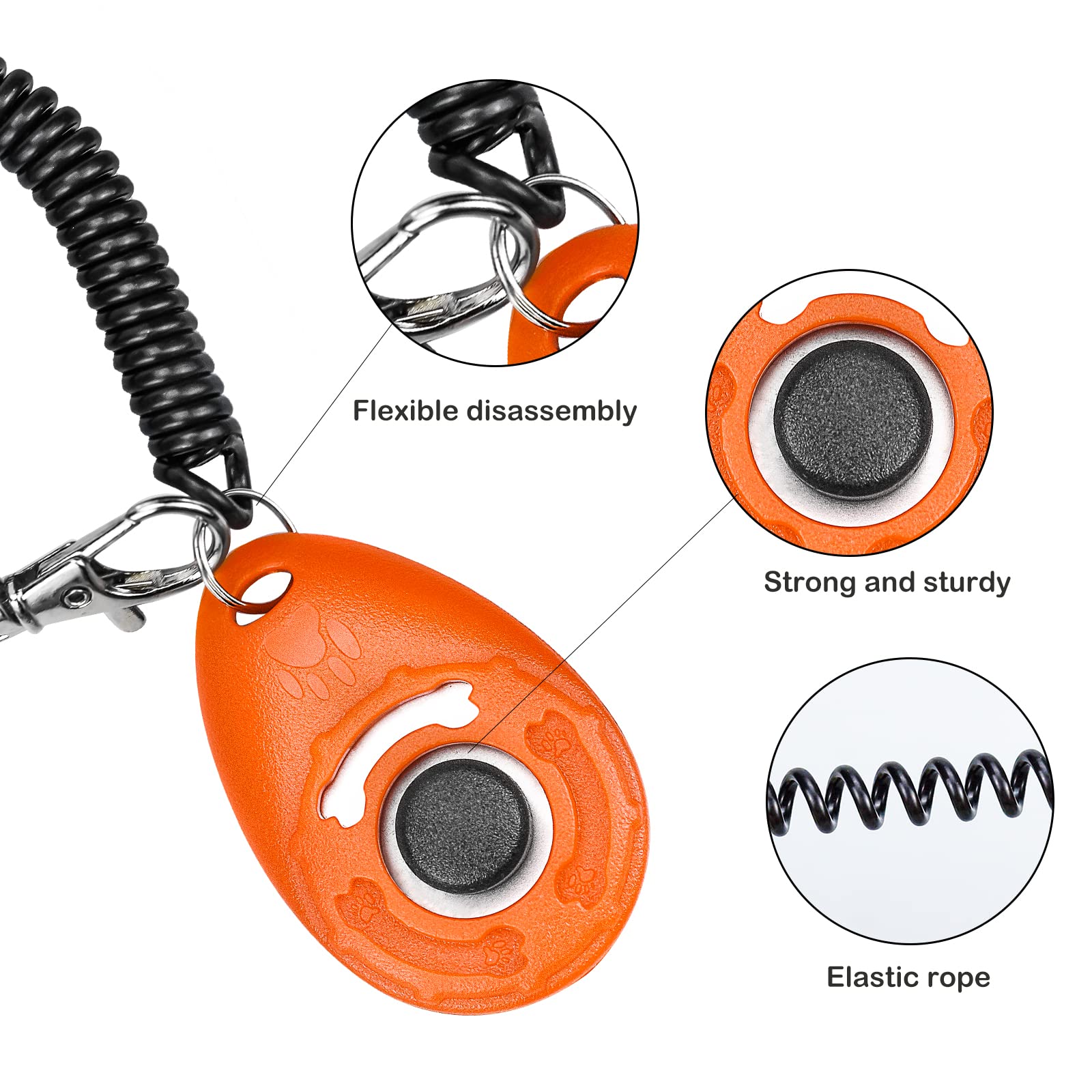 Hunde Clicker 5 Stück Haustier Trainings Clicker mit Handschlaufe, Finger Clicker für Clickertraining, Klicker mit Großem Knopf für Hund, Katze, Pferd Erziehung und Training (5 Farben)