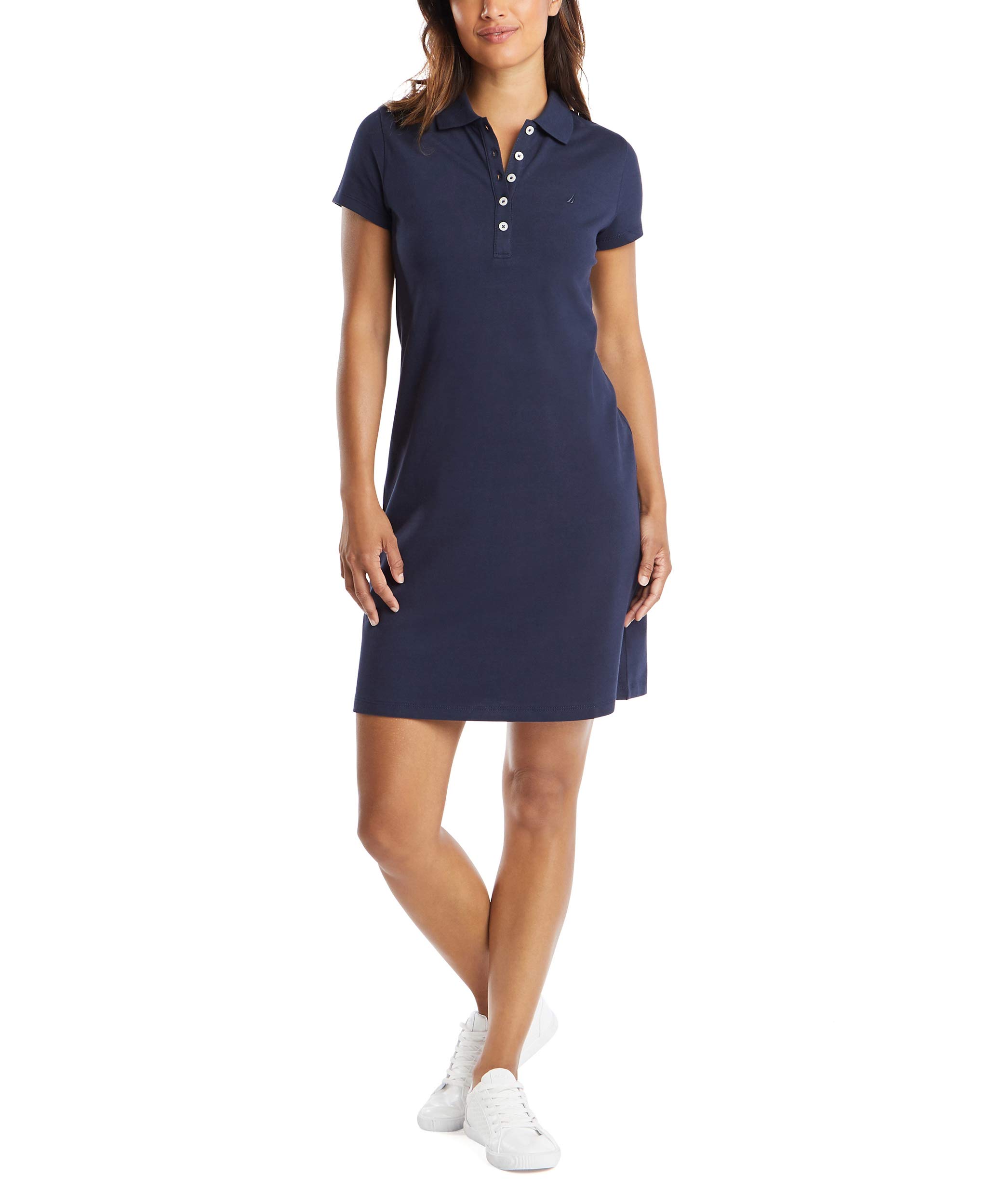 Nautica Easy Classic - Vestido Polo de Algodón Elástico de Manga Corta Vestido Informal Mujer