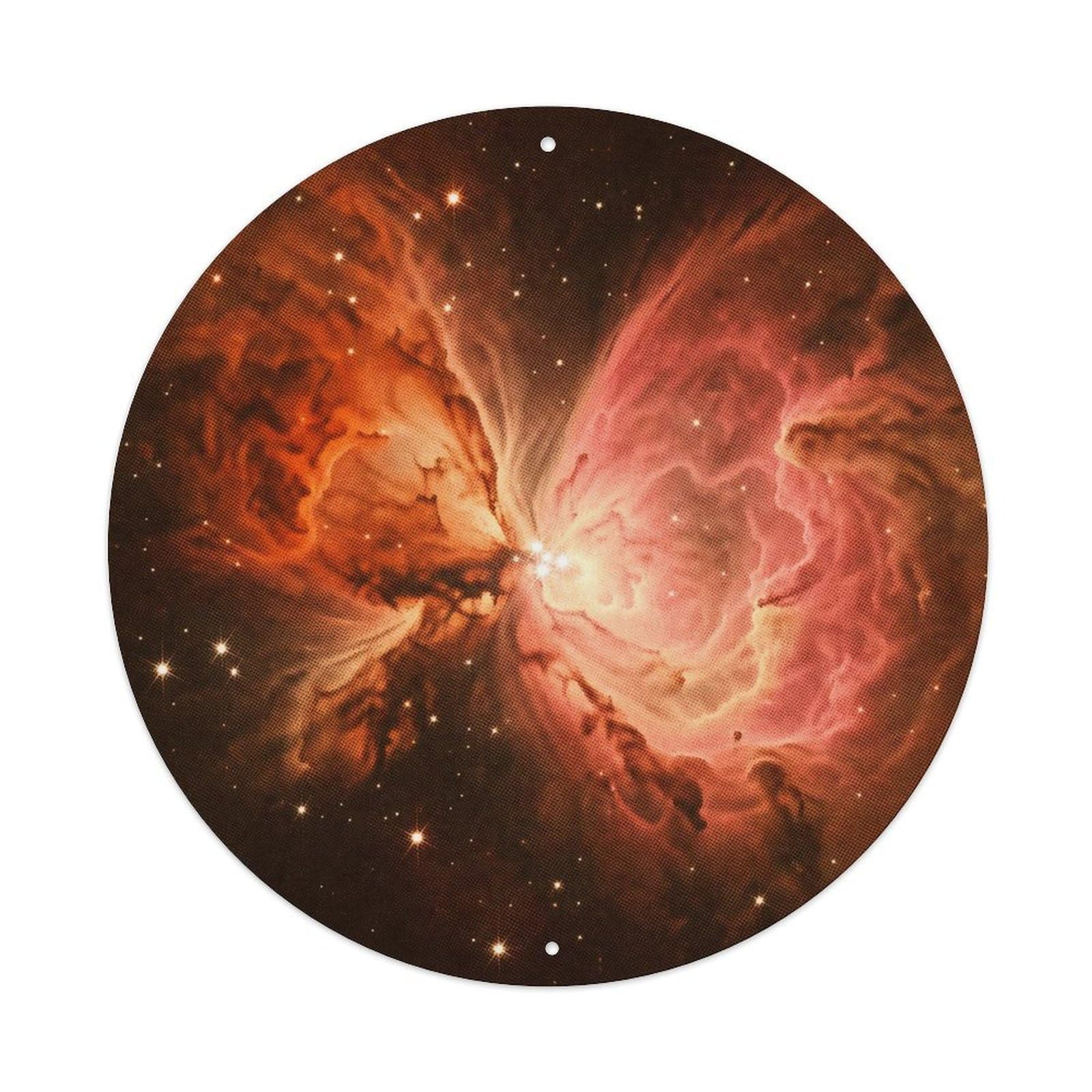 Okngb Style Stellar Orion Nebula Cosmic Survey Starry Sky Archive Metal Tin Sign Plaque Wall Decor For Cafe, Man Cave, Club Bar, Office, Home Garden Round Metal Poster 8X8inch