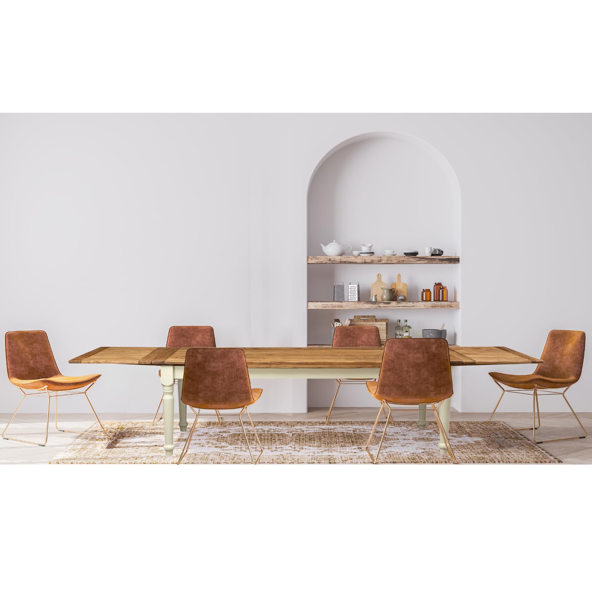 Biscottini Stół rozkładany do jadalni 220x100 cm | Stół kuchenny z litego drewna