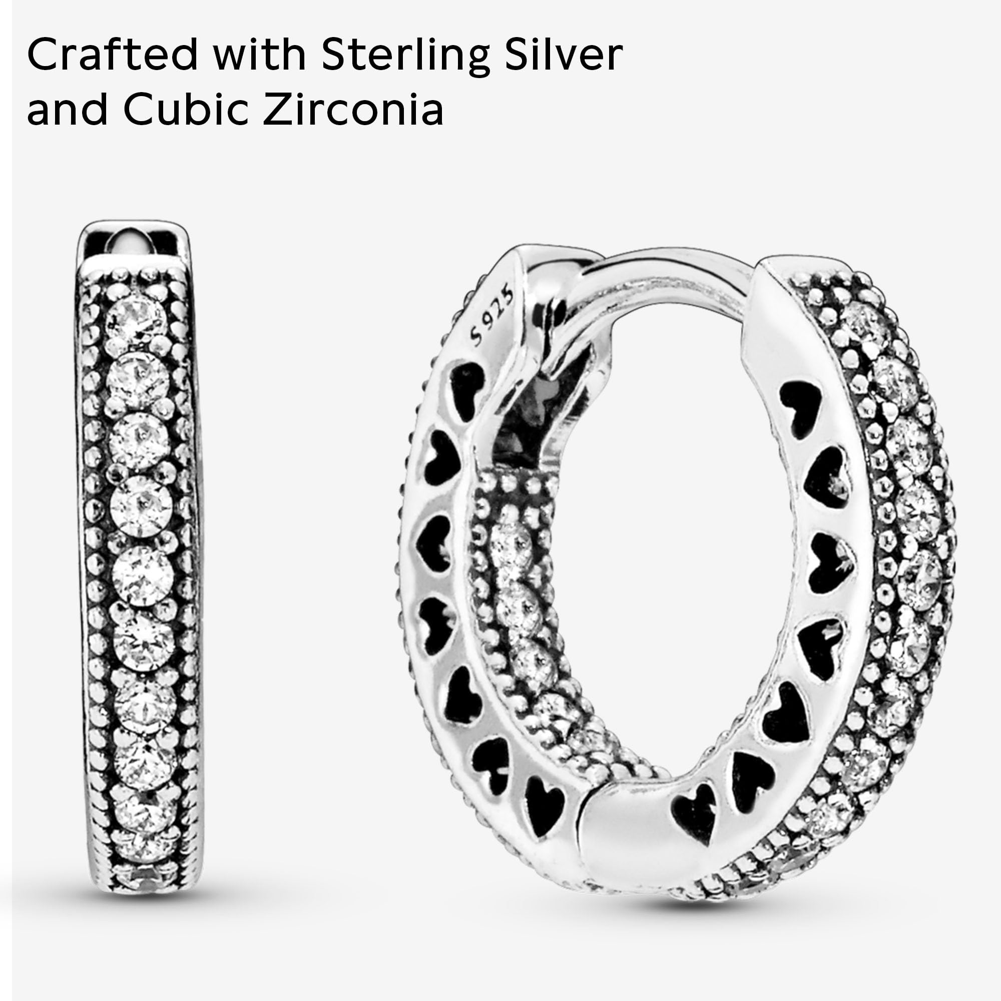 Pandora Signature Creolen Pavé-Herz, 14-karätig vergoldet