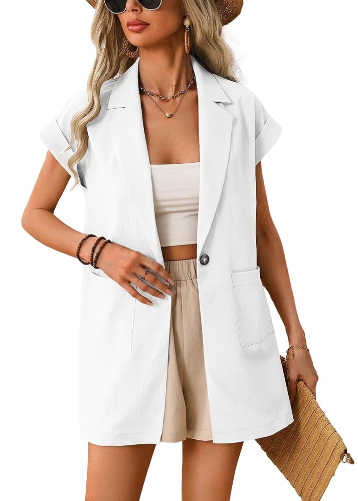 MixMatchy Lightweight Sleeveless Draped Open Front Cardigan Vest
