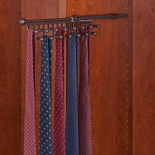 Miniatura 3 de Rev-A-Shelf CTR-14-ORB - Organizador de armario extraíble de 14 pulgadas con 15 ganchos antideslizantes recubiertos de PVC, bronce aceitado