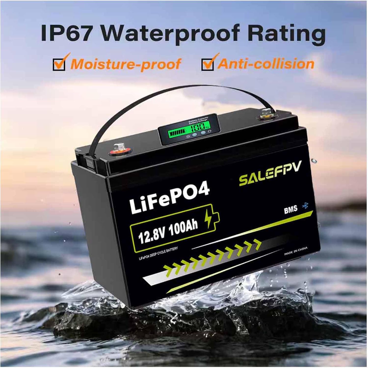 12V 100Ah LiFePO4 Battery, Trolling Motors Lithium Battery Group 31,100A BMS | LCD DISPLAY | 4000-15000 Deep Cycles, 10-year Lifetime for RV, Off-Grid, Solar (12V 100Ah)