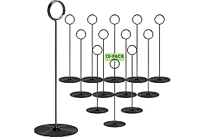 8" Table Number Holders for Weddings - 12-Pack Nickel Black Cardholders