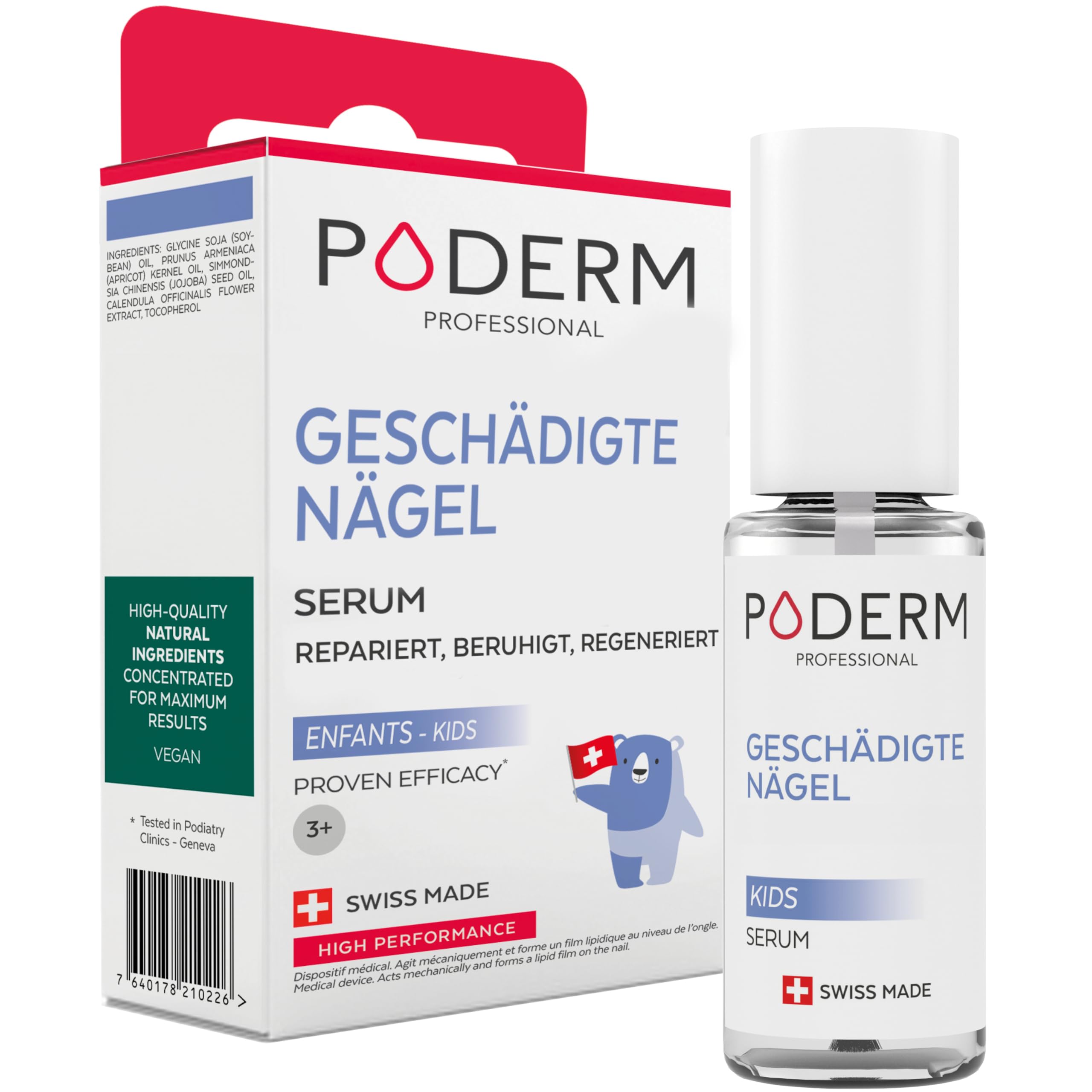 PODERM - INTENSIVE NAGELPFLEGE FÜR KINDER & BABYS - Repariert, baut auf und beruhigt - Für gesunde Nägel im Erwachsenenalter - Kinder ab 3 Monate - Von Experten empfohlen - Hergestellt in der Schweiz
