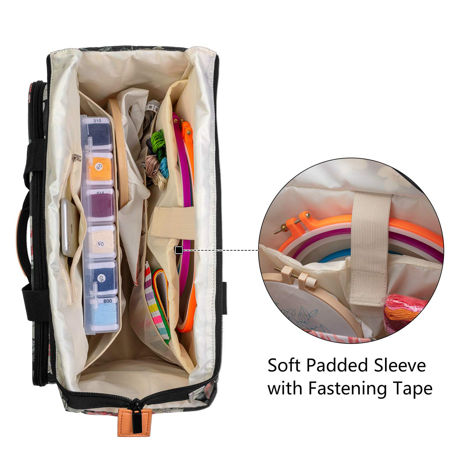 Sac de rangement pour point de croix avec plusieurs poches en tissu Oxford portable pour projet de broderie de 28,4 cm pour les amateurs de broderie (bleu lac Sac de rangement pour point de croix avec plusieurs poches en tissu Oxford portable pour projet de broderie de 28,4 cm pour les amateurs de broderie (bleu lac