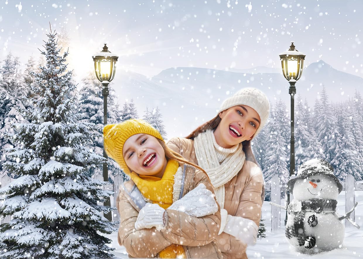 AIIKES Weihnachts-Hintergrund 7x5FT – Winter Wald Wunderland Mit Santa & Rentier, Vinyl, Für Fotografie & Dekoration