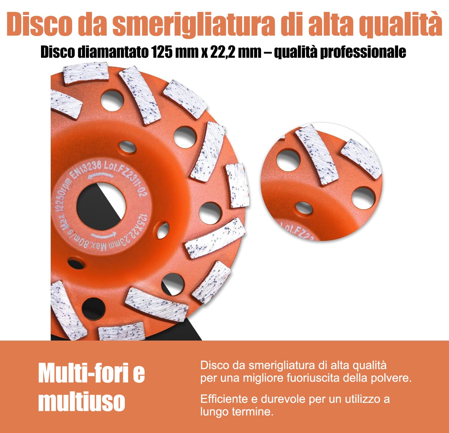Fanzwork - Levigatrice per calcestruzzo da 1010 W, con asta telescopica fino a 1,20 m, con testa diamantata da 125 mm e borsa per il trasporto. Velocità regolabile: ideale per lisciare il calcestruzzo