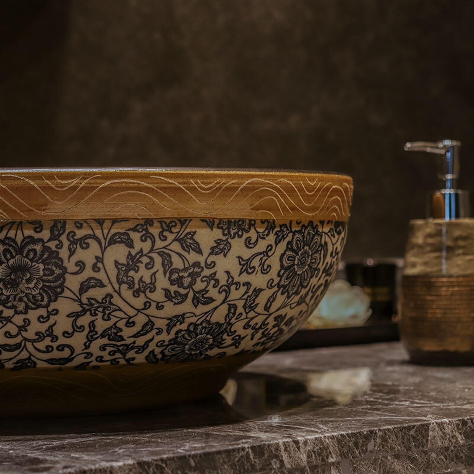 Blat łazienkowy Okrągłe umywalki nablatowe Ceramiczne łazienkowe