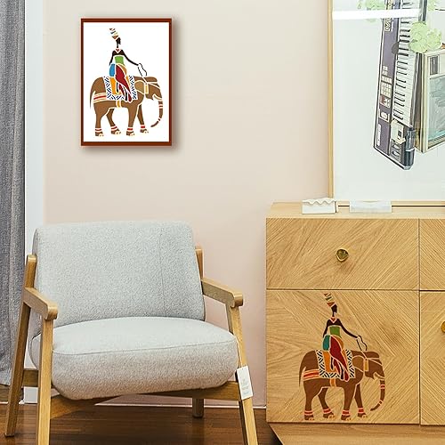 Miniatura 4 de FINGERINSPIRE 4 plantillas tribales africanas de 8.3 x 11.7 pulgadas, plantillas tribales africanas para mujer, bailarina de elefante indio de