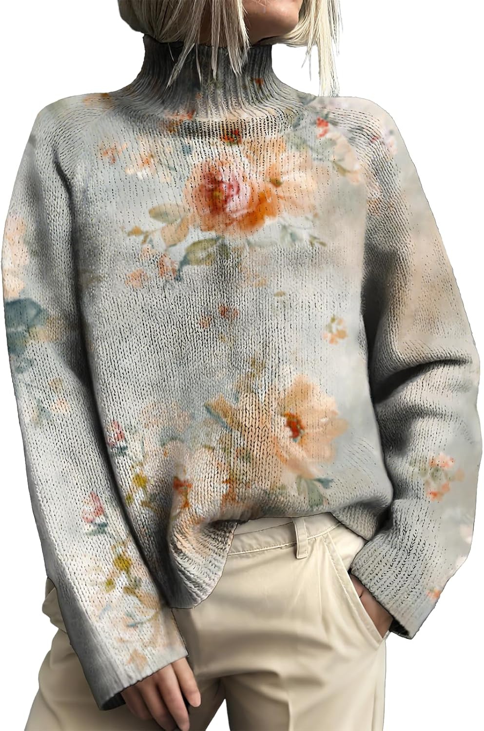 Pullover Sweater Womens Fall Fashion Sweater Casual Pullover Turtle Neck Tops Basic Top Trendy Clothes