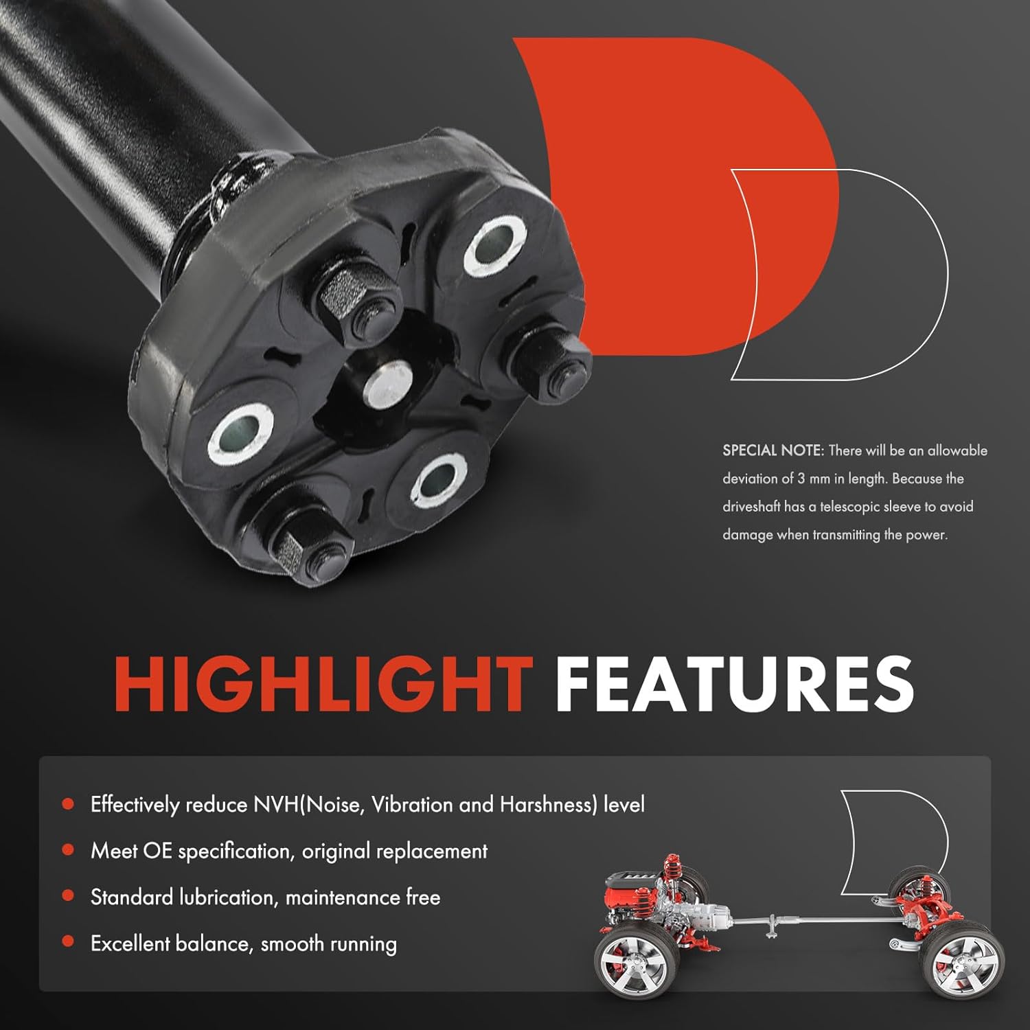 A-Premium Rear Drive Shaft Driveshaft Assembly Compatible with BMW 320i xDrive 2013-2016, 330i xDrive, 428i xDrive, 428i xDrive Gran Coupe, 430i xDrive, 430i xDrive Gran Coupe, AWD, Prop Shaft