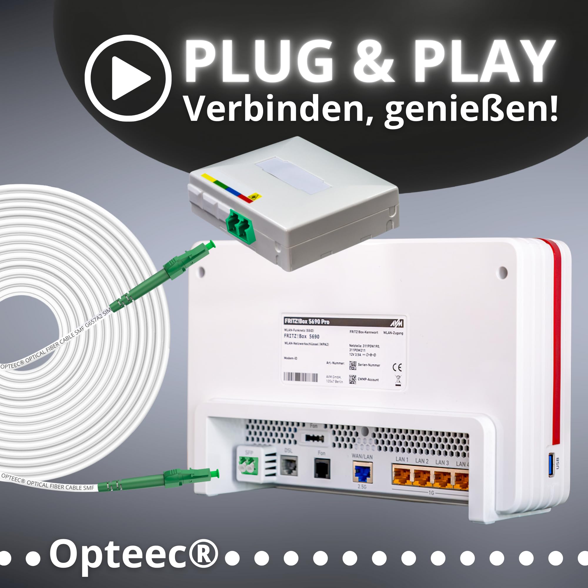 Câble Fibre Optique Blindé - 70M - Rallonge/Jarretière - LC/APC à LC/APC Renforcé - Simplex Monomode - Garantie 10 Ans - Blanc (70M)