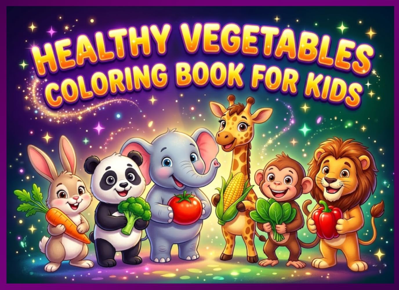 Healthy Vegetables Coloring Book for Kids with Cute Animals: Fun and Educational Animal Coloring Book with Vegetables, Vitamins and Healthy Food Learning for Toddlers and Kids Ages 3-8