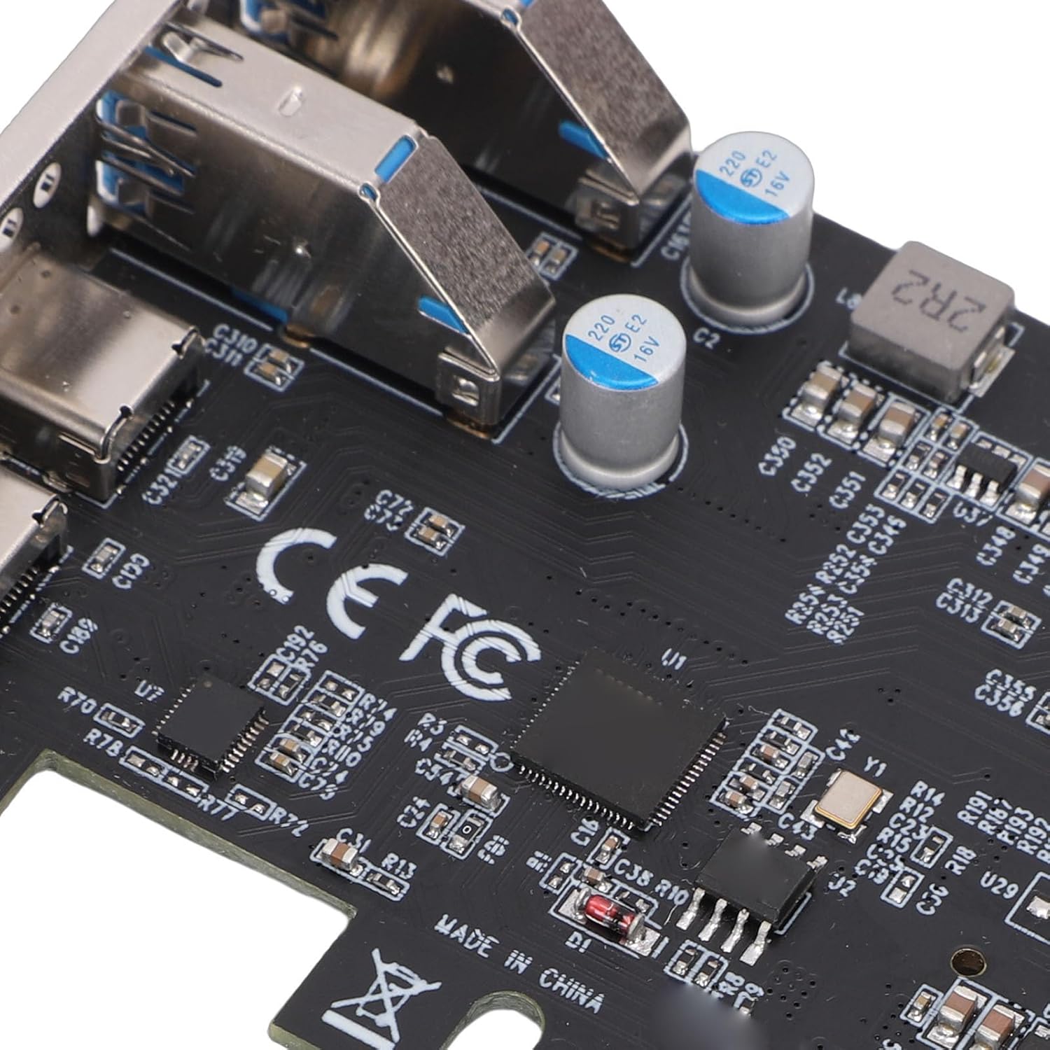 4 Ports USB 3.0 PCI Express Expansion Card, 5Gbps PCIE USB C Card with 2 Type C & 2 USB3.0 Ports, Type E 19Pin IDC Port, Ideal for Desktop PC Front Panel