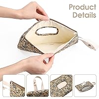 Vista 3 de Diaper and Wipes Pouch, Portable Refillable Floral Reusable Wipes Pouch Quilted Bag with Lanyard for Casual Travel Reusable