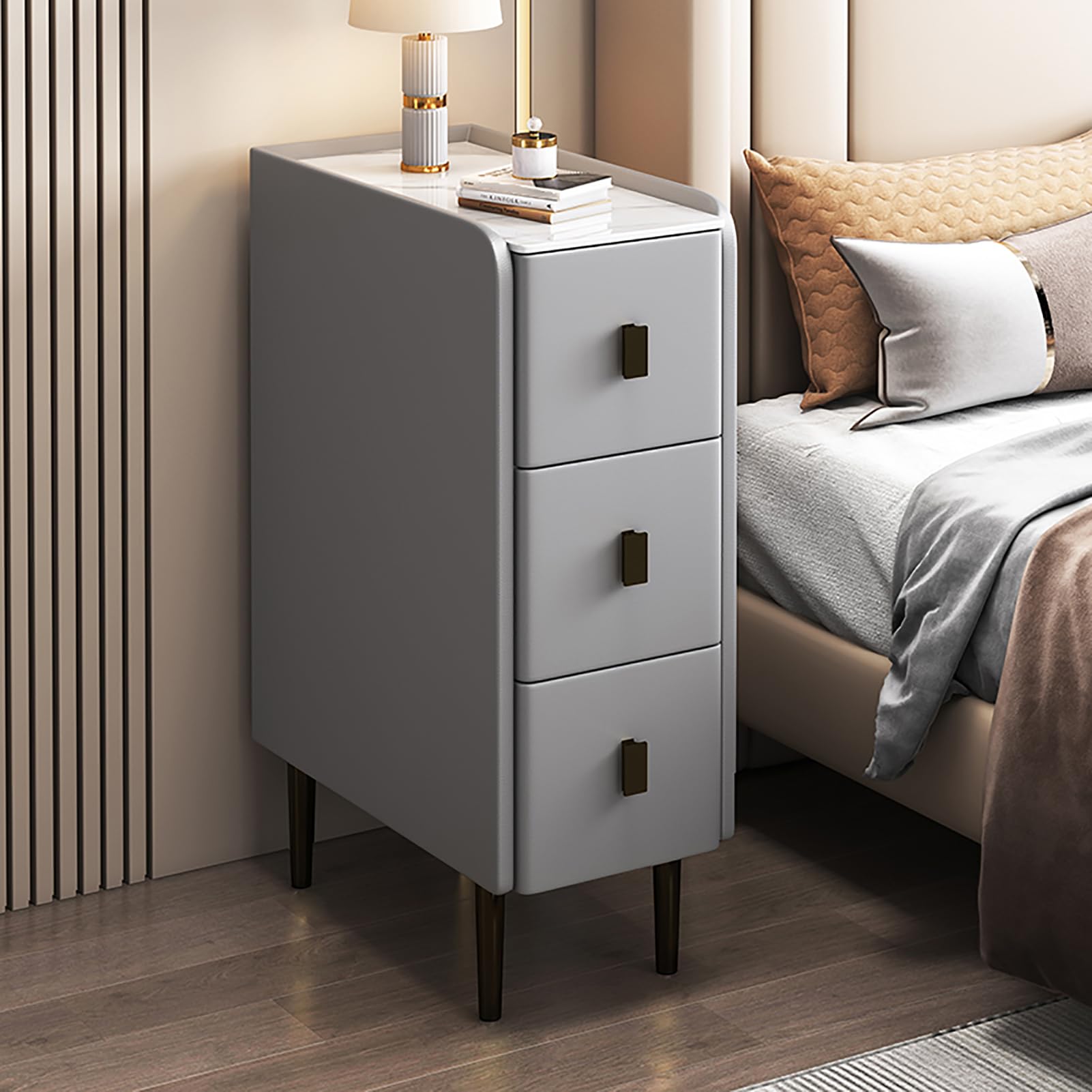 Table d'appoint moderne avec cuir synthétique H pour chambre et salon