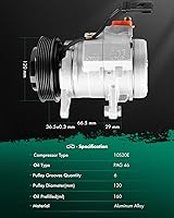 Vista 8 de SCITOO Compresor de aire acondicionado con embrague para Dodge Durango 3.7L 2004 2005 2006 2007, compresor de aire acondicionado de enfriamiento