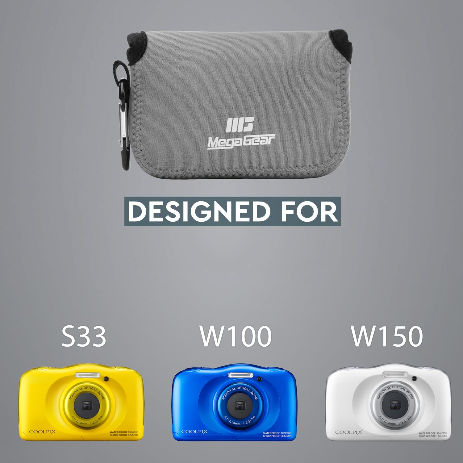 MG790 Nikon Coolpix W100, S33 Ultra Light Funda De Neopreno Para Cámara - Gris 6