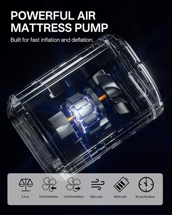 Portable Air Pump for Inflatables with Camping Light