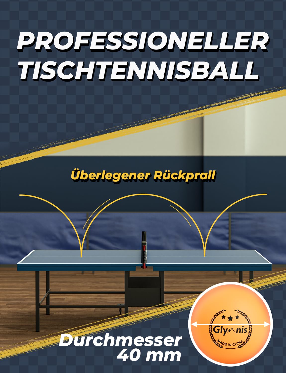 Glymnis Tischtennis-Set Tragbares Ping Pong Bälle Set für Indoor Outdoor Spiel Tischtennis-Training mit einziehbarem Netz, Paddel, 3-Sterne-Bälle & Aufbewahrungstasche
