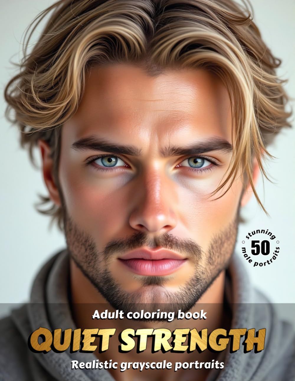 QUIET STRENGTH – Adult Coloring Book | Realistic Grayscale Male Portraits | for Relaxation and Mindful Creativity: English Edition (Colorful Adventures)