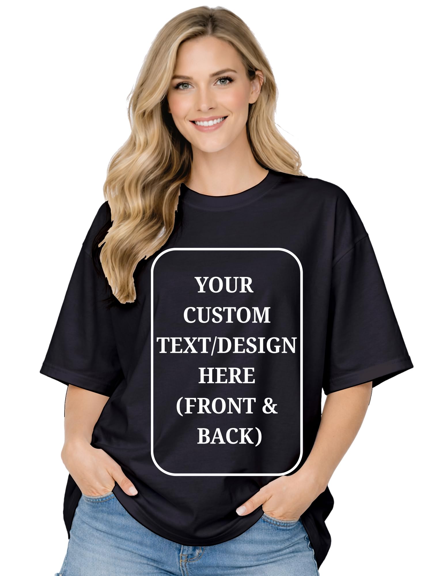 fashient Women’s Oversized Customised T-Shirt | Personalized Printed Tee for Girls | Soft Cotton Round Neck Half Sleeve | Custom Name Logo Text Design-picture-50