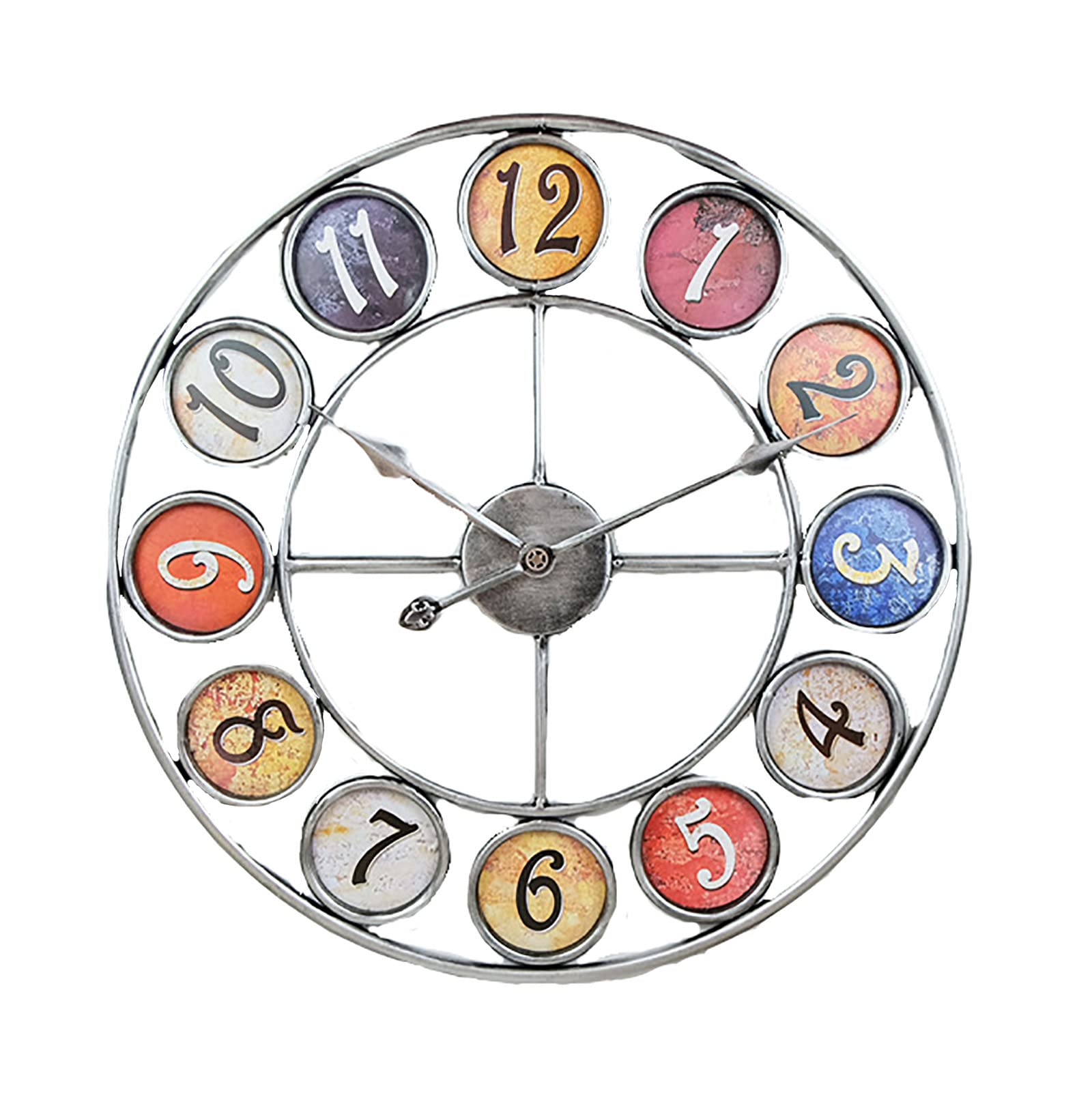Horloge murale décorative JATIBOSH grand cadran fer forgé rétro