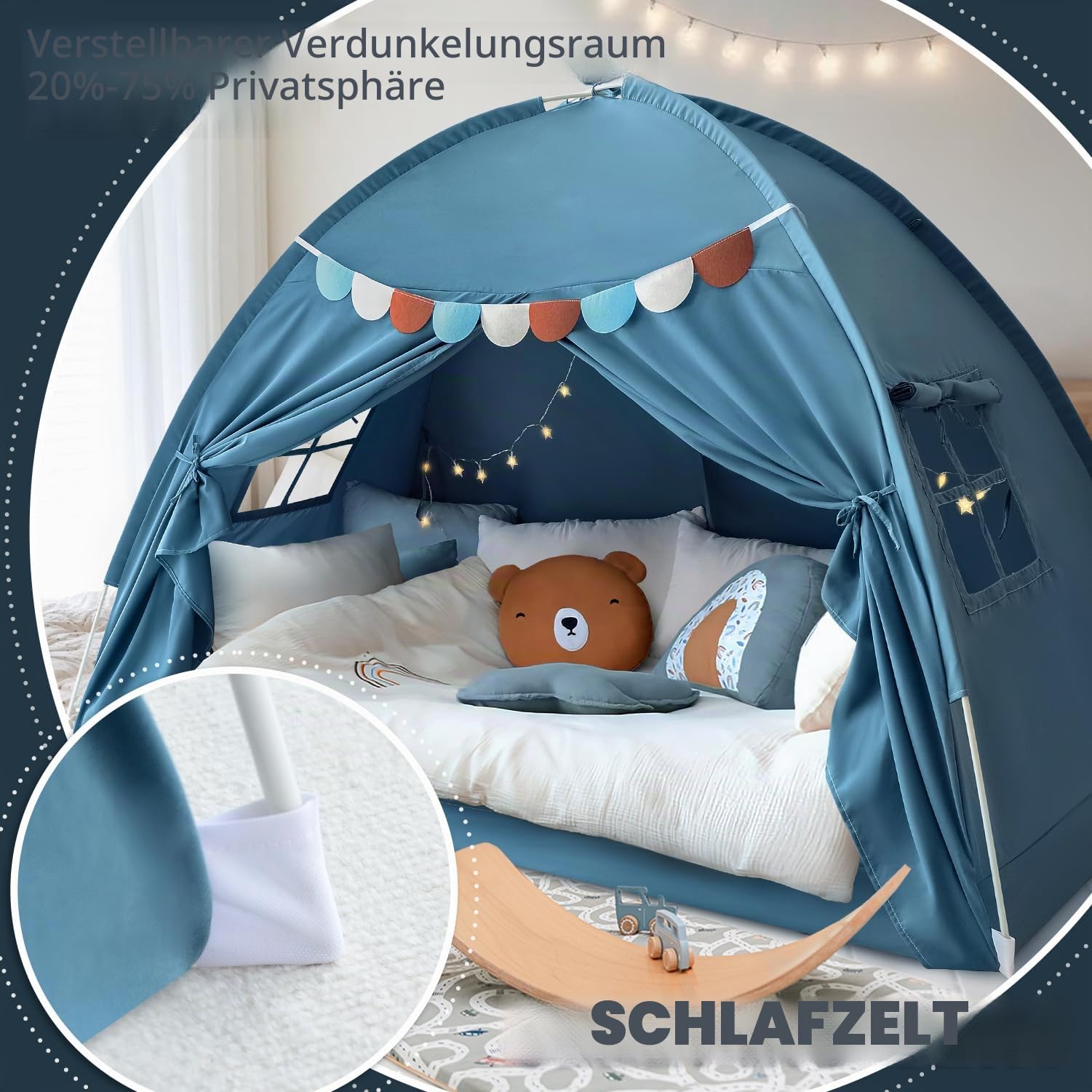 Doppelbett Zelt für Kinder, Doppelbett, Bohemian-Quaste, Innen-Sichtschutzzelt auf dem Bett, schlafen im Zugluftraum für Mädchen und Jungen