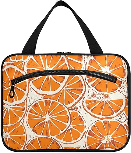 Vintage naranja colgante kit de afeitado bolsa de viaje con gancho, diseñador lindo artículos de tocador bolsa para adultos gimnasio bolso para