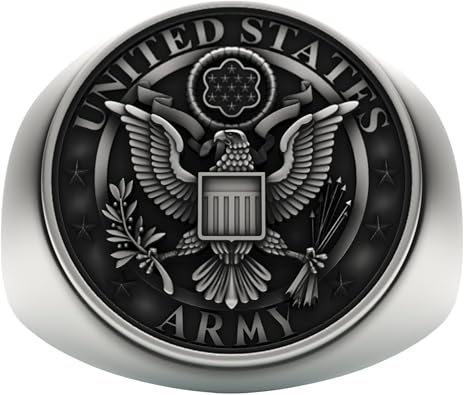 U.S. Army Military Signet Ring, Sterling Silver 925, Oxidized Finish, Veteran Honor Ring