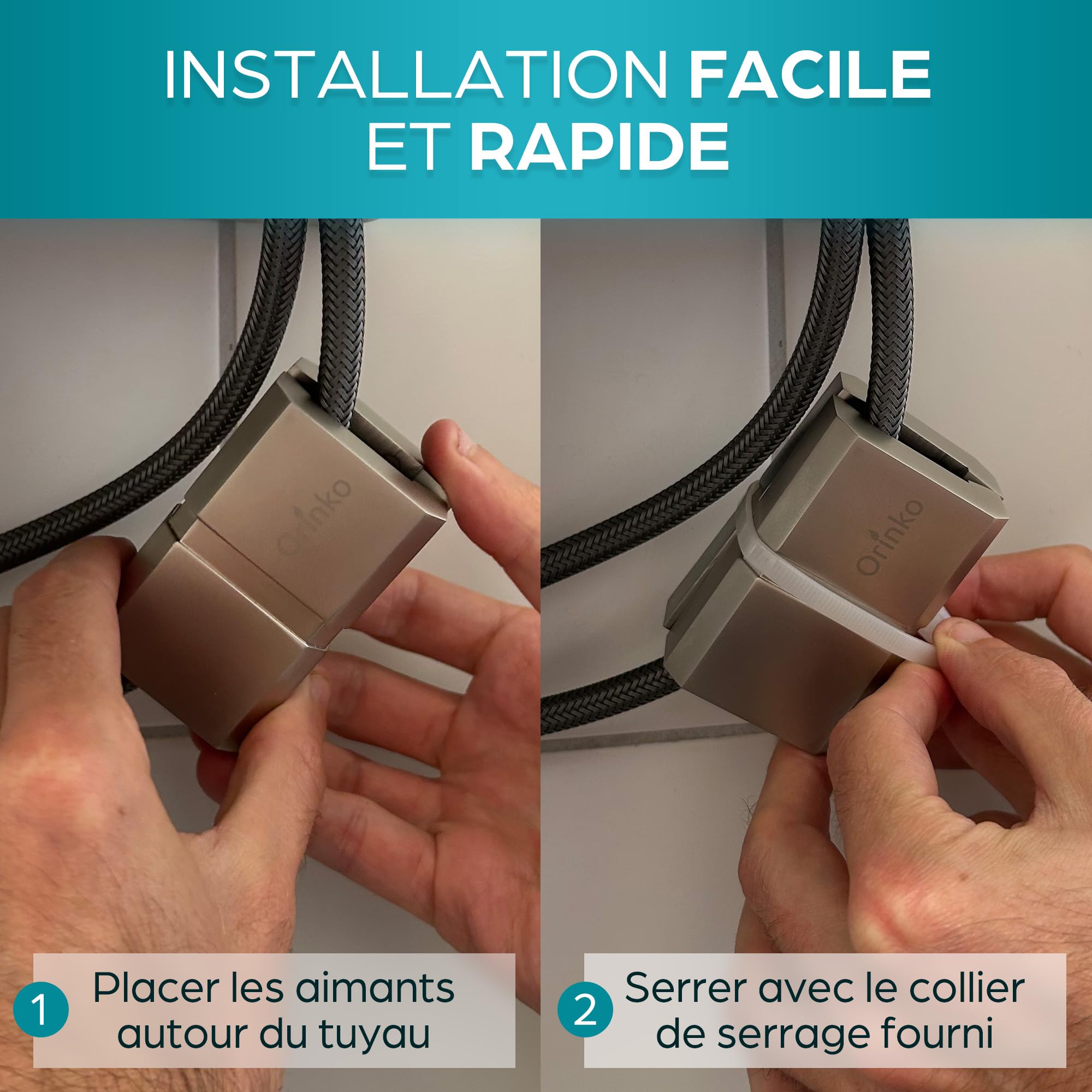 ORINKO Aimant Anticalcaire Magnétique Puissant pour Canalisation et Robinet – Anti Calcaire Magnétique pour Lave-Linge, Lave-Vaisselle et Douche – Adoucisseur d’Eau sans Produit Chimique