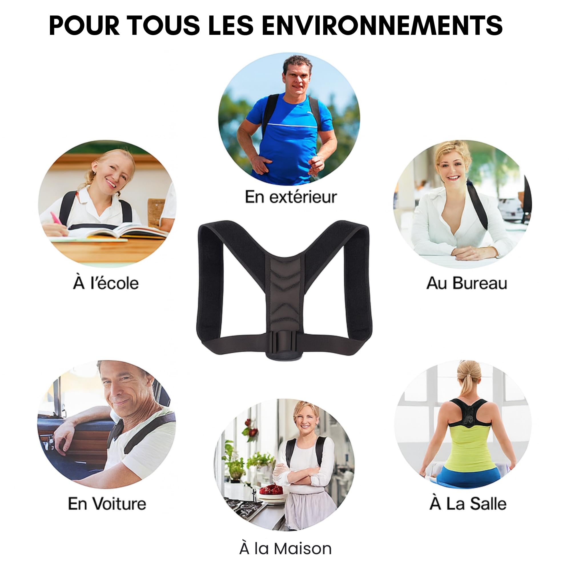 ALIGNO Correcteur de Posture Universel Homme Femme | Redresseur de Dos Réglable | Ceinture Lombaire Soutien Dorsal | Gilet de Dos avec Bretelles pour Alignement et Confort pour Améliorer la Posture