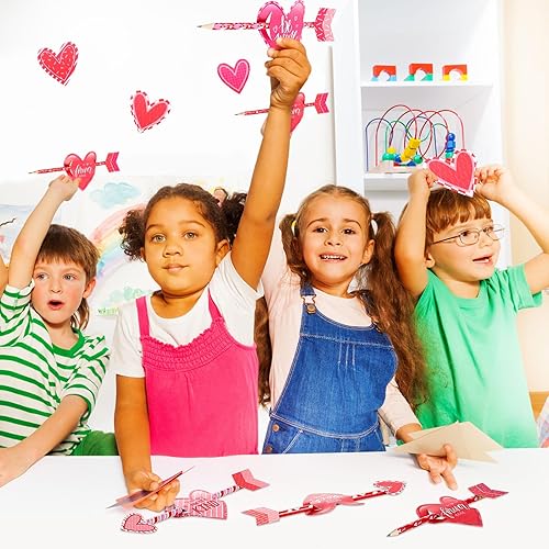Miniatura 5 de Zonon 36 lápices de San Valentín con tarjetas de regalo de corazón y tarjeta de decoración de lápiz, regalos del día de San Valentín para niños,