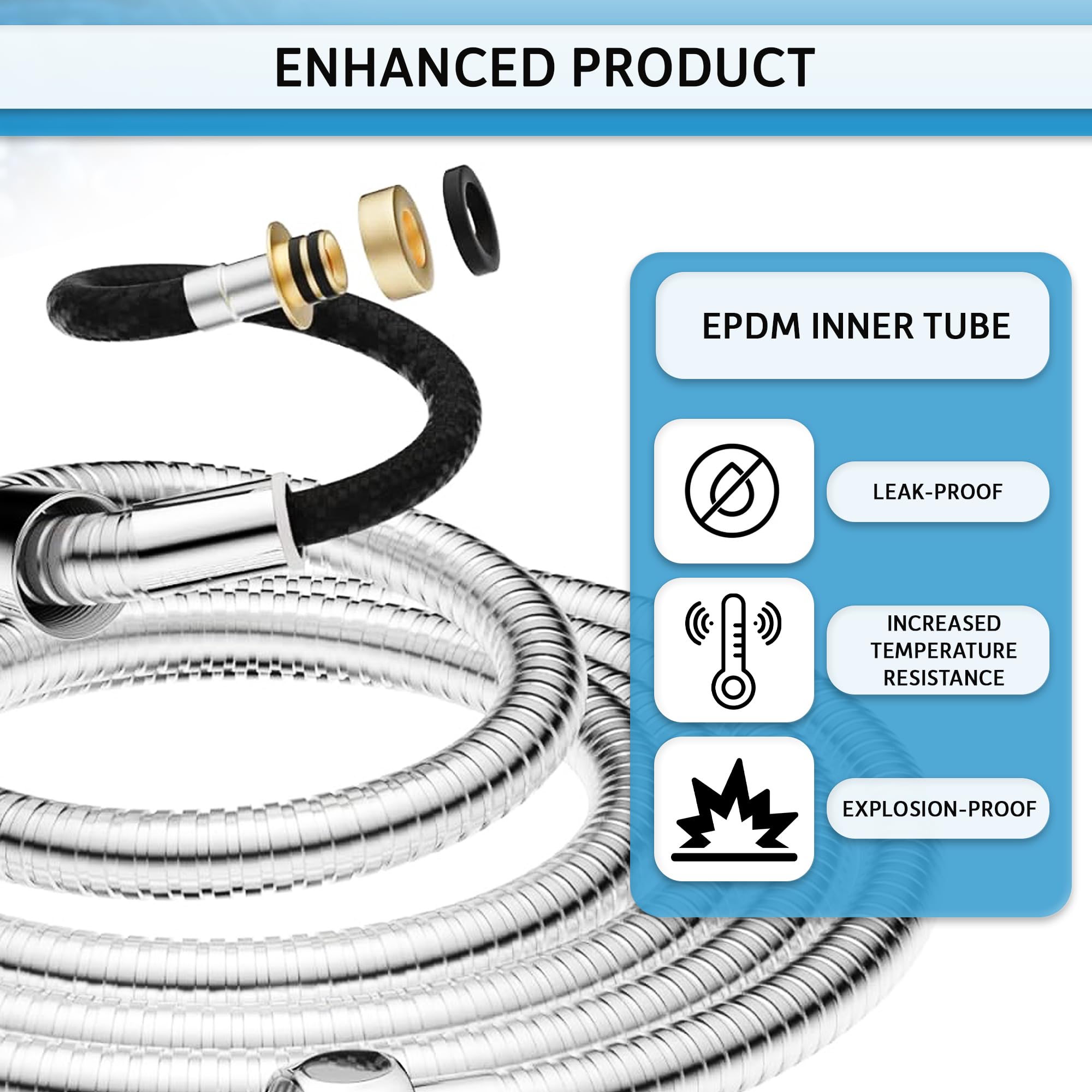 Tubo Doccia 2.5 Metri Acciaio Inox - Flessibile, Antitorsione, Compatibile Universale, Con Giunti Ottone - Foto 13